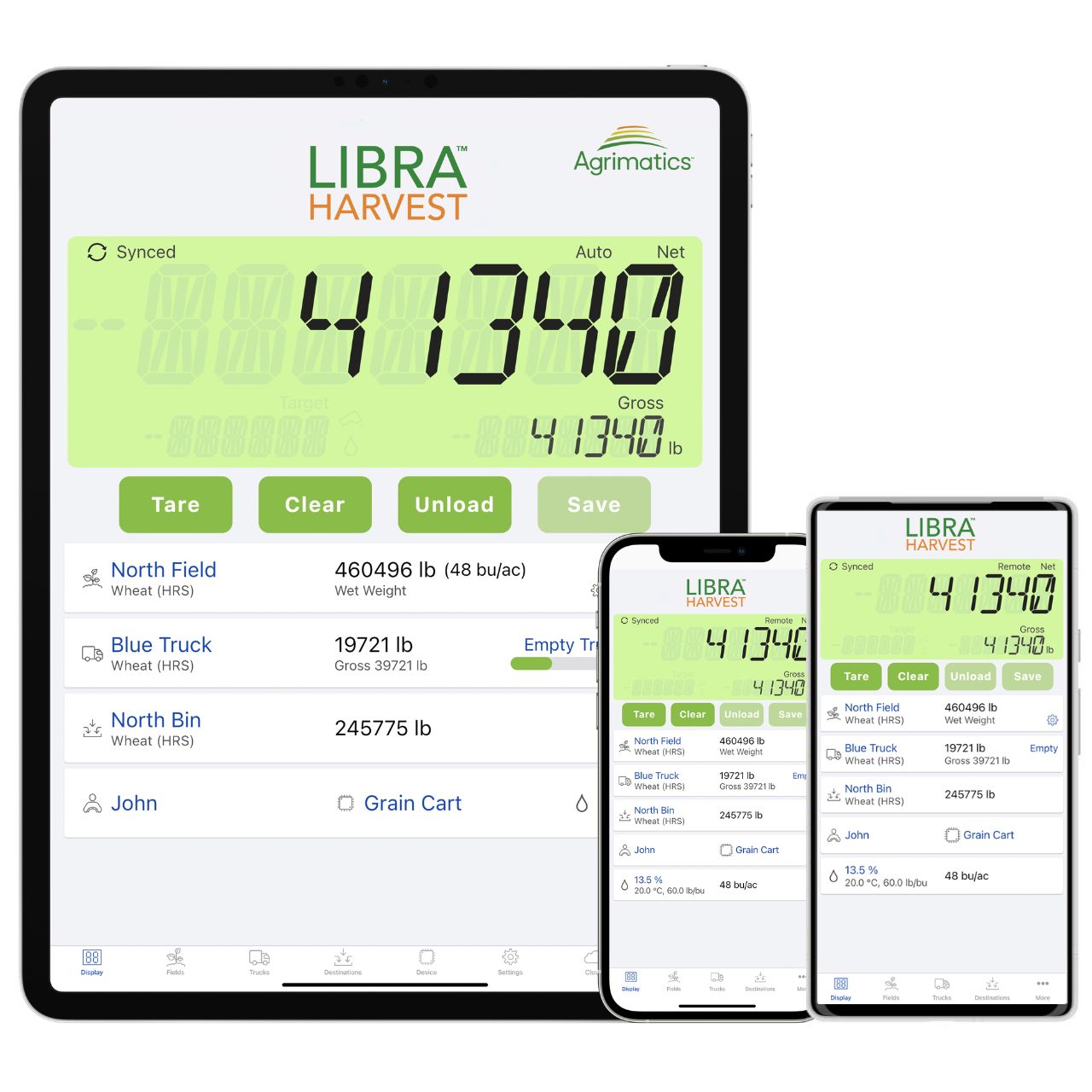 Libra Harvest app shown on multiple mobile devices